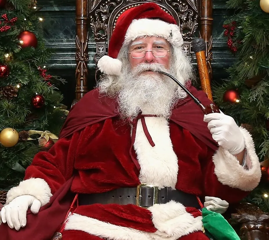 Santa Claus, the subject of Eartha Kitt's "Santa Baby," on a throne