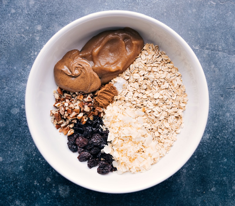 Process shots-- image of most of the ingredients in a bowl ready to be prepared