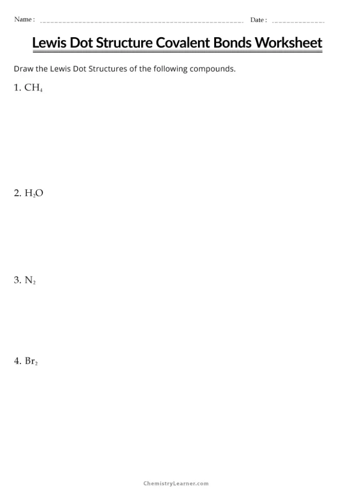 Free Printable Covalent Bonding Worksheets