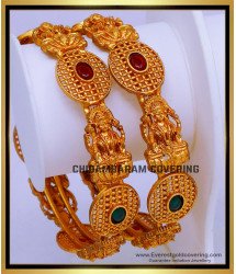 BNG438 -2.8 Size Attractive Nagaes Jewellery Temple Lakshmi Kemp Stone Bridal Bangles Buy Online 