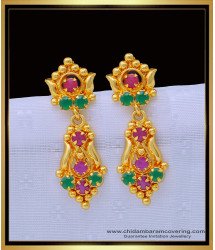 ERG1360 - One Gram Gold Plated Ruby Emerald Stone Earrings for Women