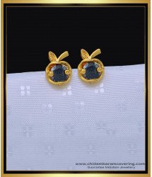 ERG1478 - Cute Small Size Black Stone Apple Design Stud Earrings for Girls