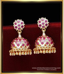 ERG1845 - Traditional Gold Jimikki Kammal Designs with Ruby Stone