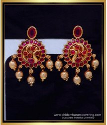 ERG2116 - Beautiful Antique Peacock Earrings Gold Model Online