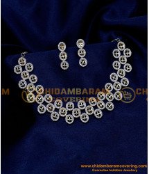 NLC1341 - New Model White Stone Choker Necklace Set for Lehenga 