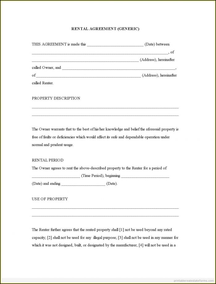 Free Printable Rental Agreement Form Word - Printable Forms Free Online