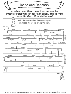 Sunday school activities about Isaac and Rebekah | Children's Worship ...