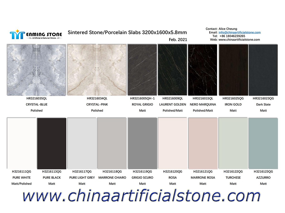 6mm thin porcelain slabs sintered stones