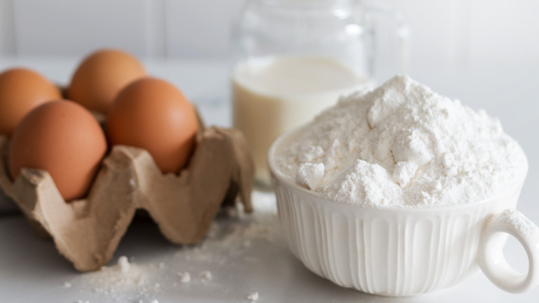 Eggs, flour, and milk