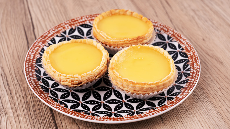 Three Hong Kong-style egg tarts