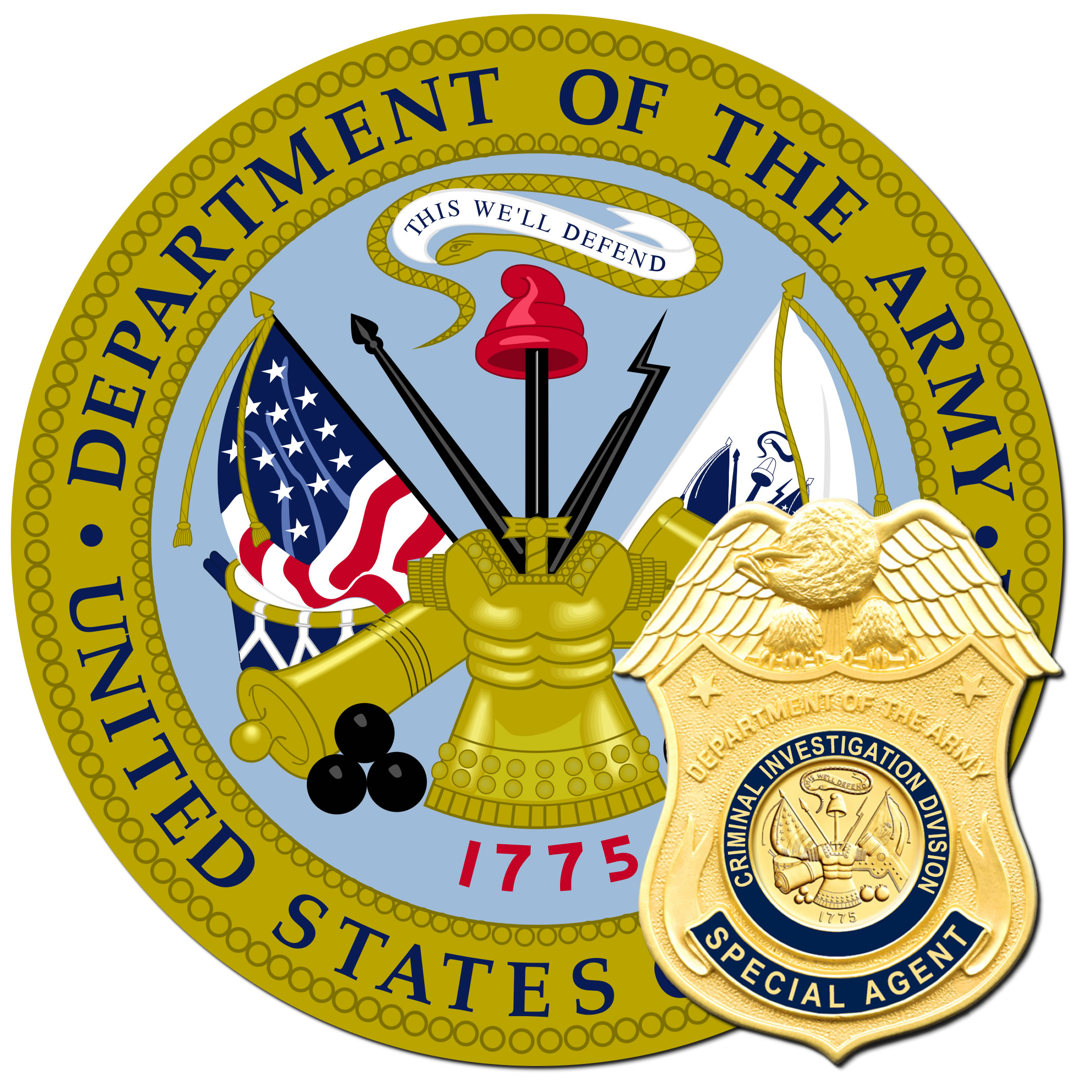 Department of the Army crest with Army CID Special Agent Badge overlaid on it