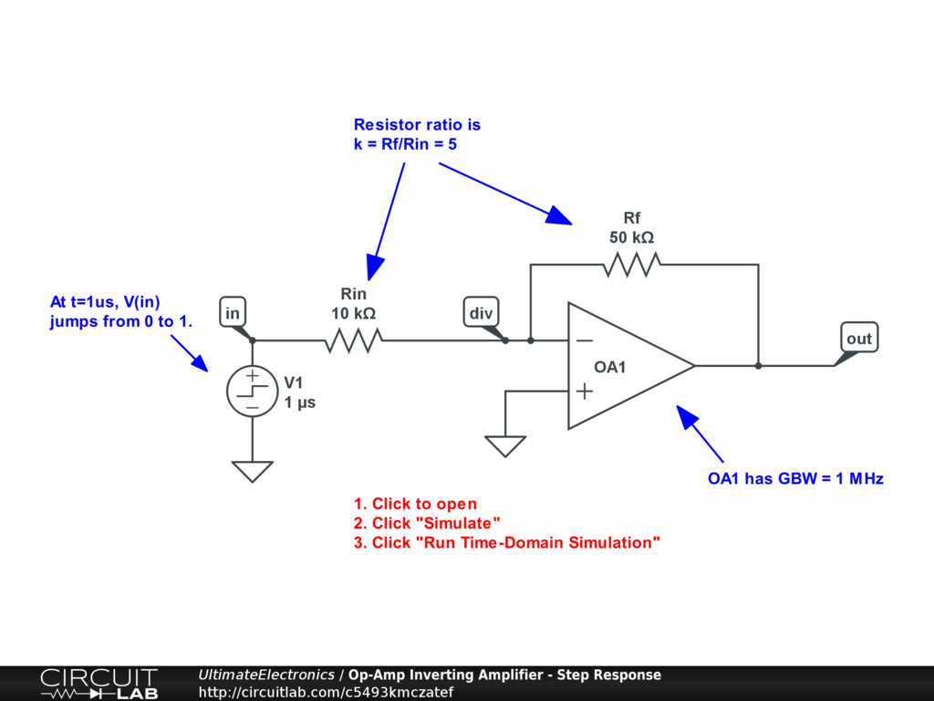 Op-Amp Inverting Amplifier - Step Response