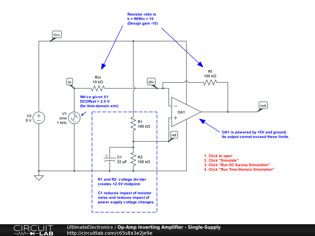 Op-Amp Inverting Amplifier - Single-Supply