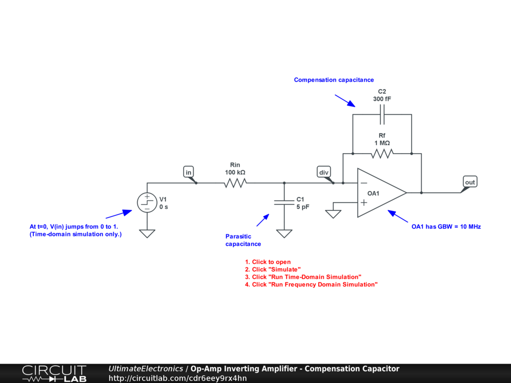 Op-Amp Inverting Amplifier - Compensation Capacitor