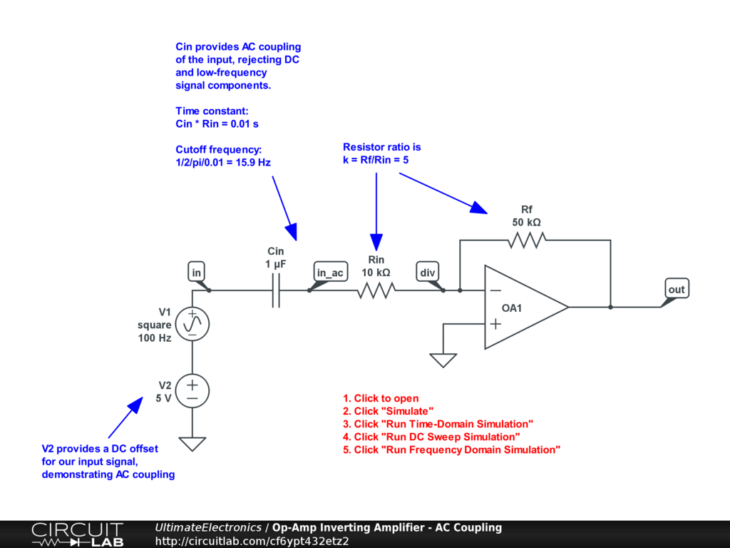 Op-Amp Inverting Amplifier - AC Coupling