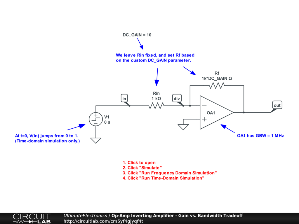 Op-Amp Inverting Amplifier - Gain vs. Bandwidth Tradeoff