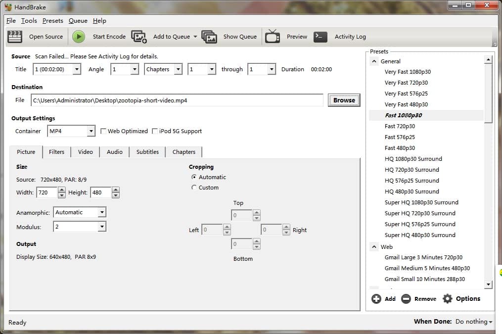 handbrake dvd ripping software interface