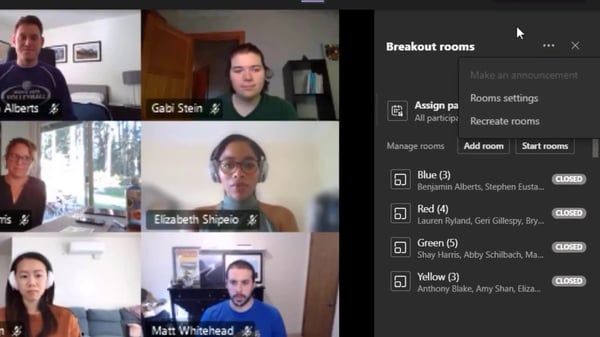Screenshot of breakout room