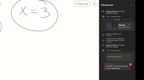 screenshot of a whiteboard being shared during a breakout room