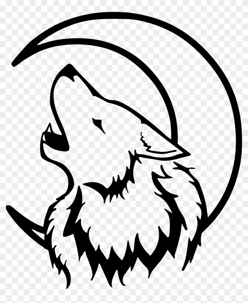 Clipart - Black And White Wolf #21175