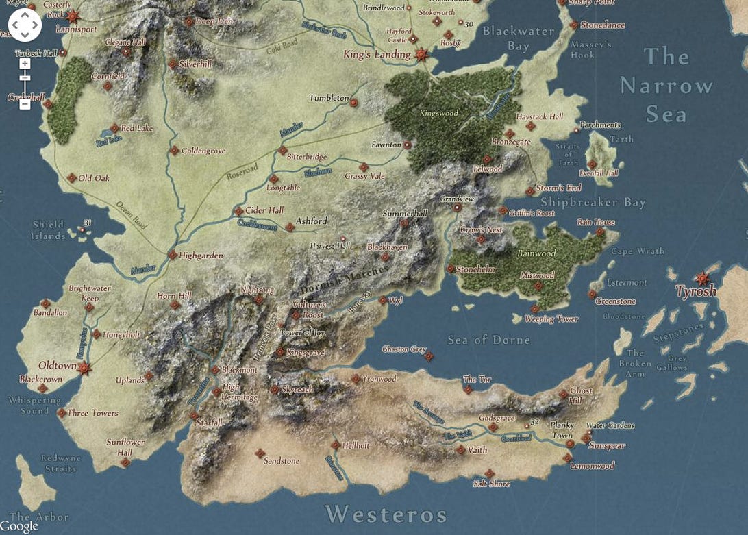 Game Of Thrones Westeros Map