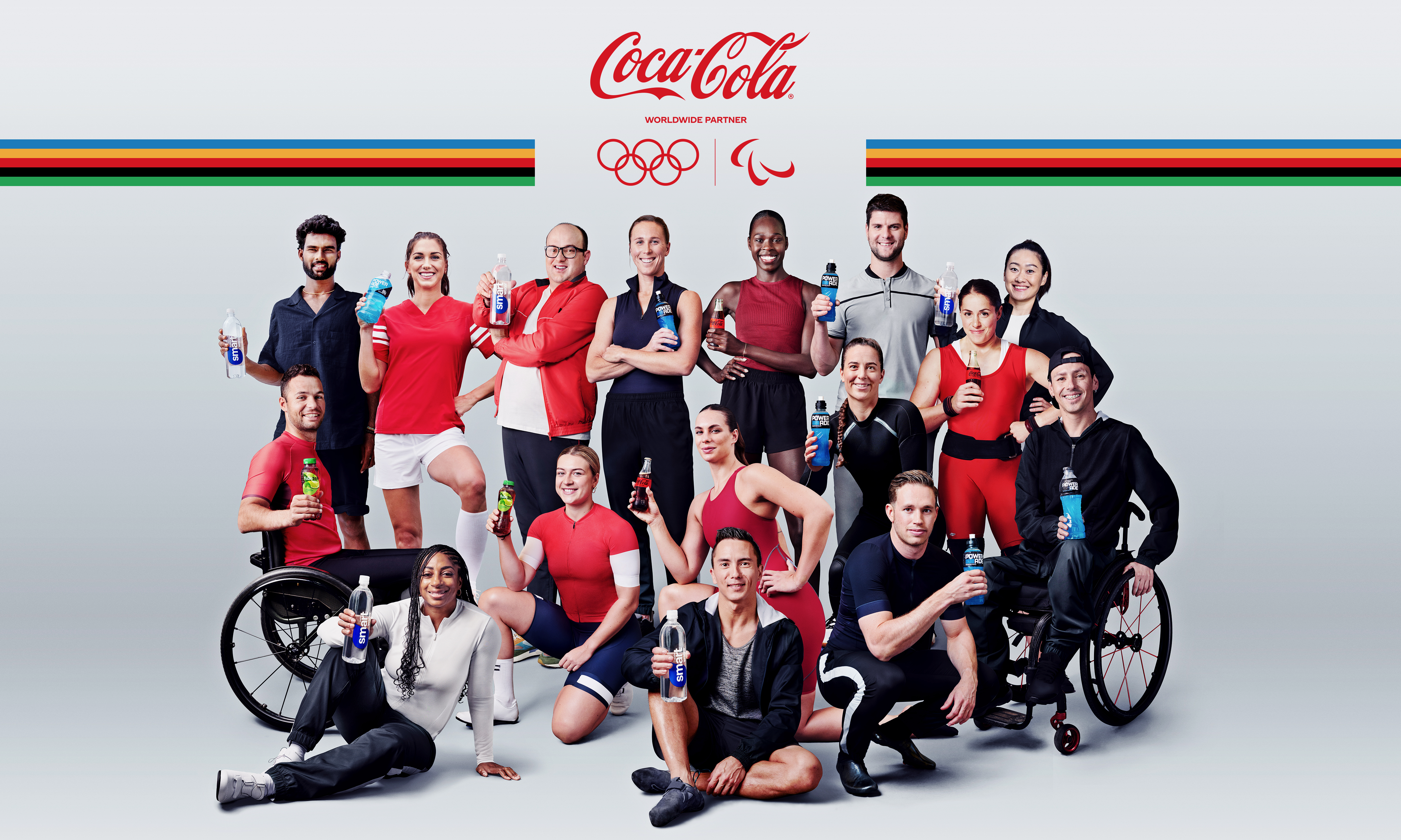 Group photo of Paris 2024 Team Coca-Cola athletes