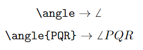 Angle symbol with default command.