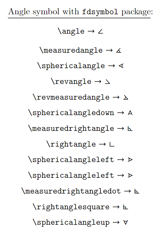 angle symbols with fdsymbol package.