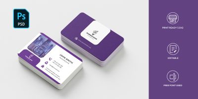 Corporate Business Card Purple Template 