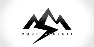 Electric Lightning Bolt House Shape Mountain Logo 