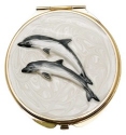 Kubla Crafts Bejeweled Enamel 1956BN Dolphin Enamel Compact