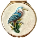 Kubla Crafts Bejeweled Enamel 1980N Enamel Blue Heron Compact Mirror