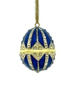 Kubla Crafts Bejeweled Enamel 2870BN Jeweled Enamel Blue Egg Ornament