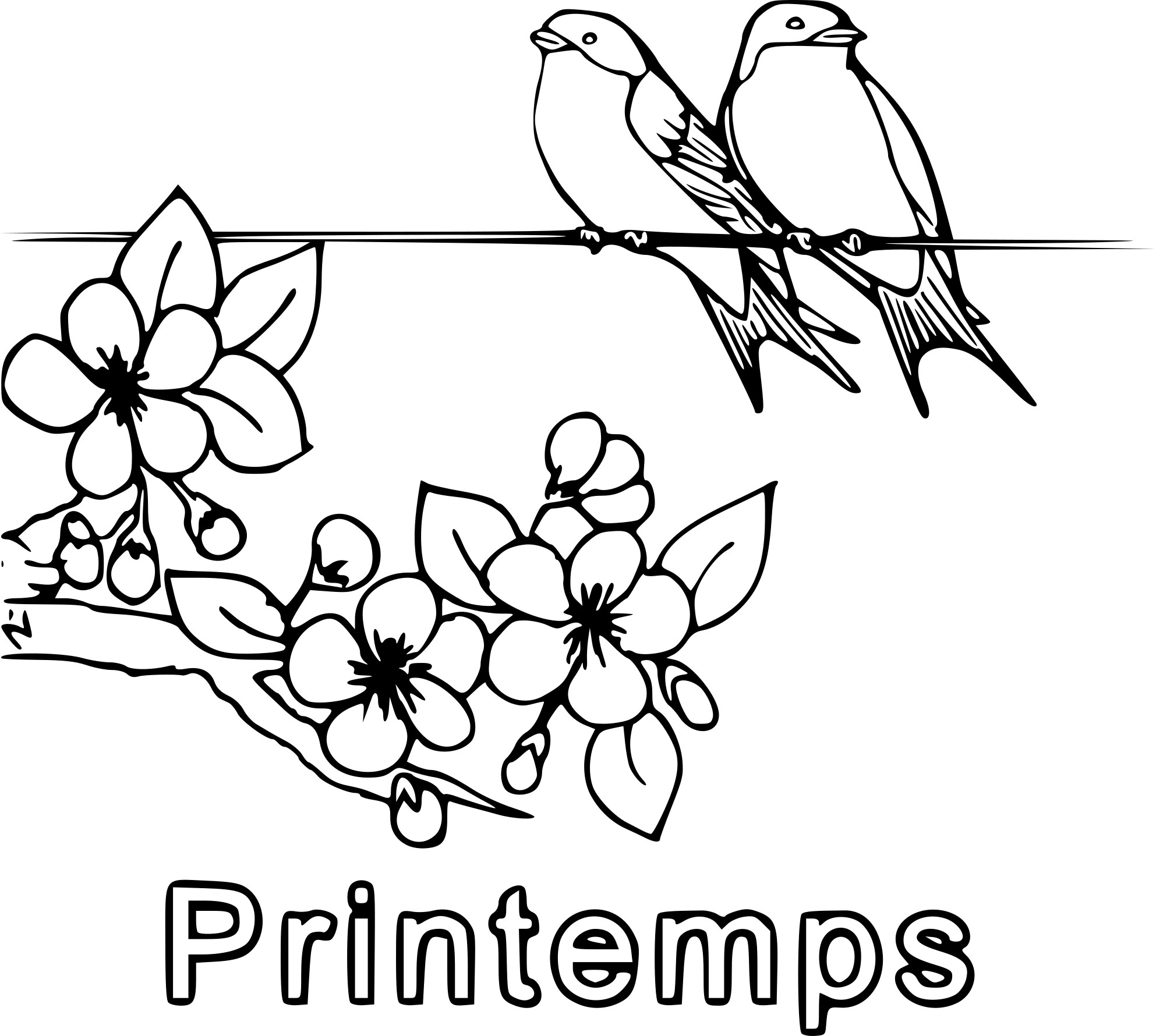 Coloriage oiseau printemps