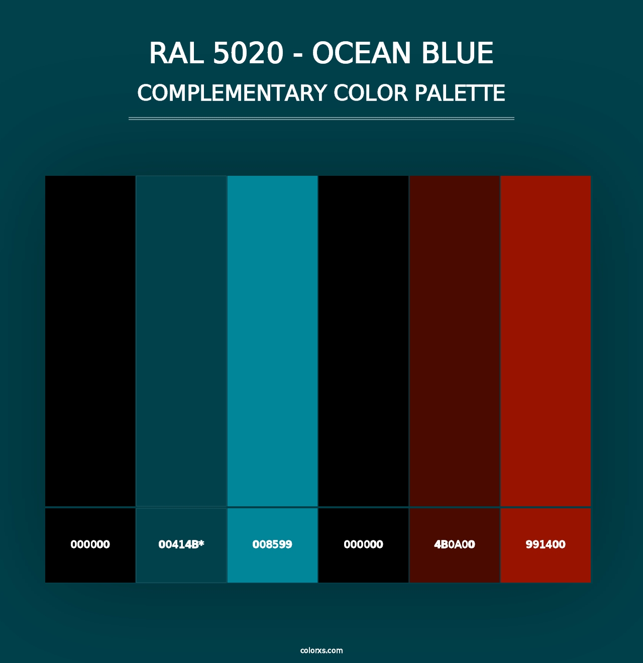 RAL 5020 - Ocean Blue - Complementary Color Palette