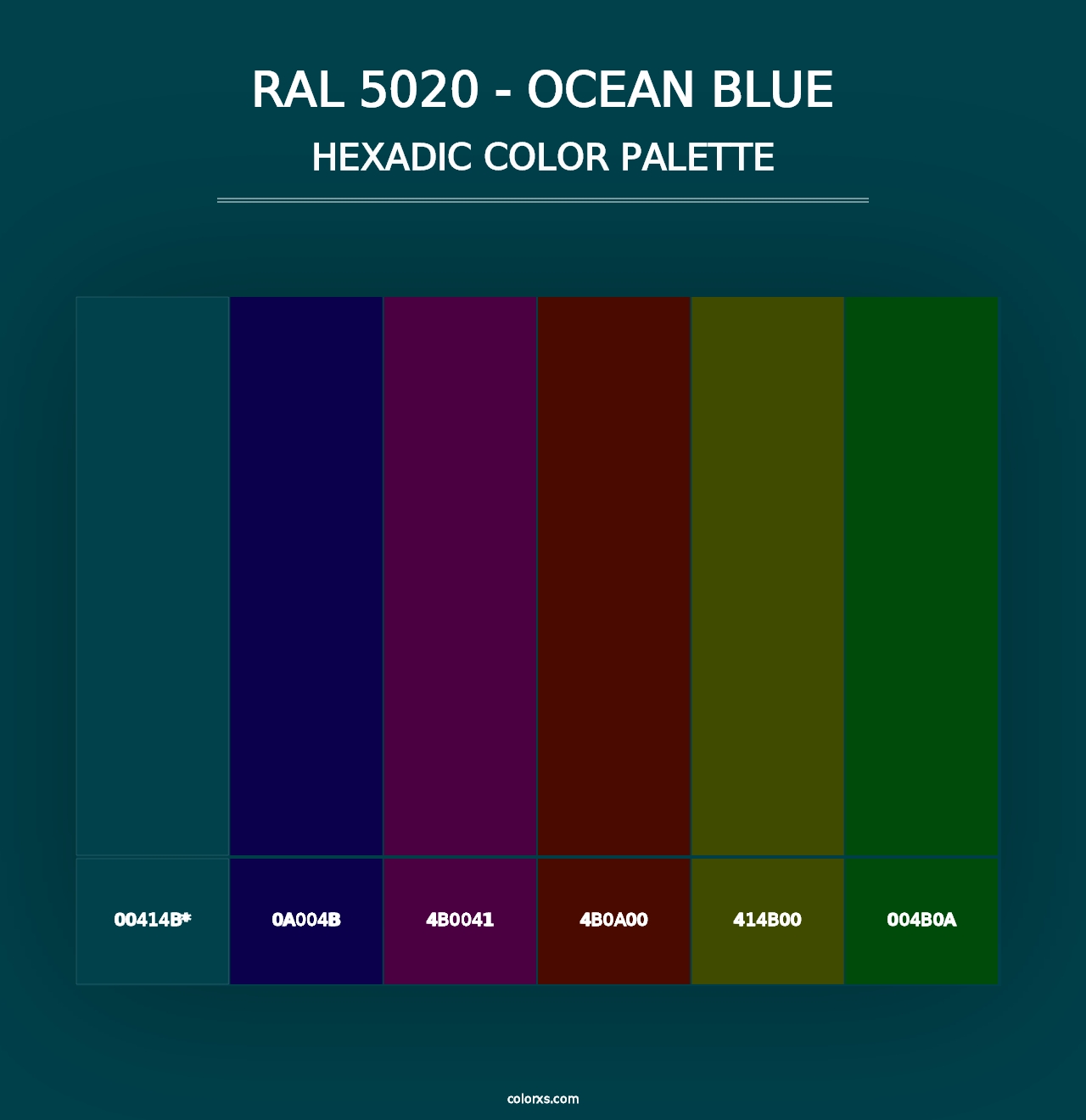 RAL 5020 - Ocean Blue - Hexadic Color Palette