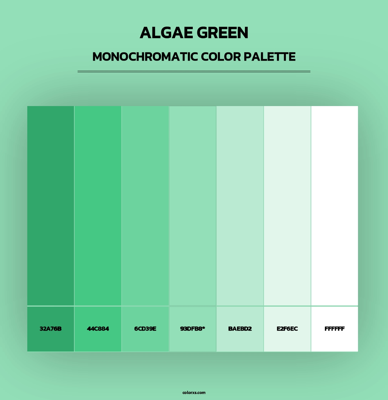 Algae Green - Monochromatic Color Palette