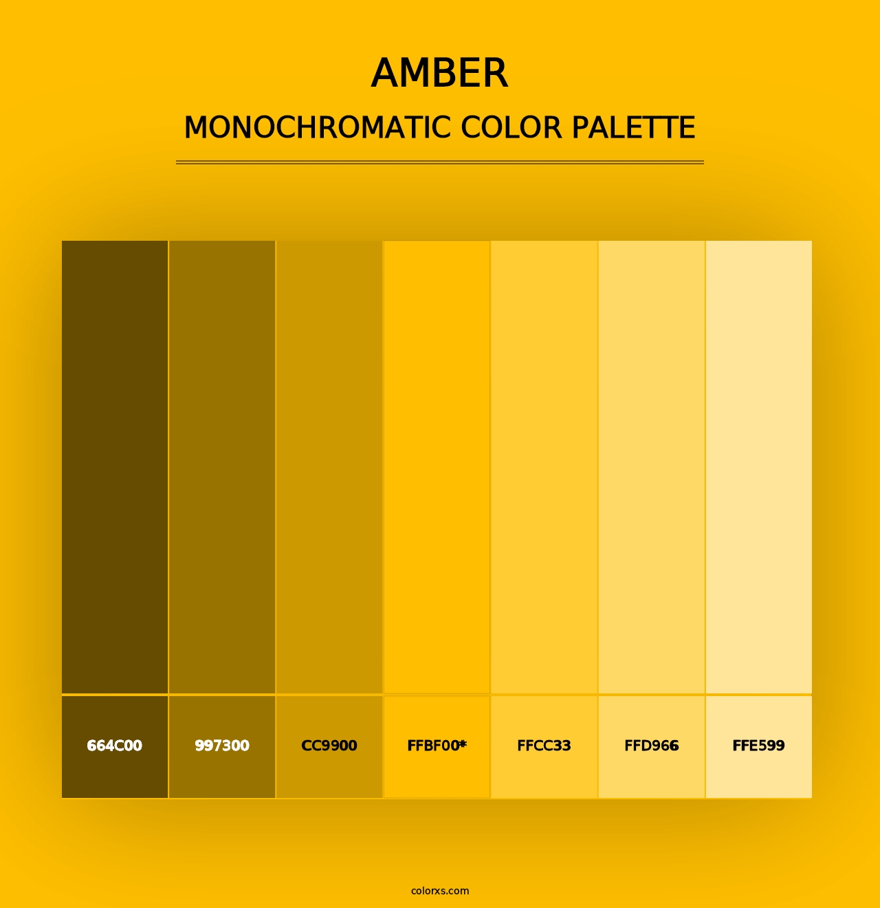 Amber - Monochromatic Color Palette