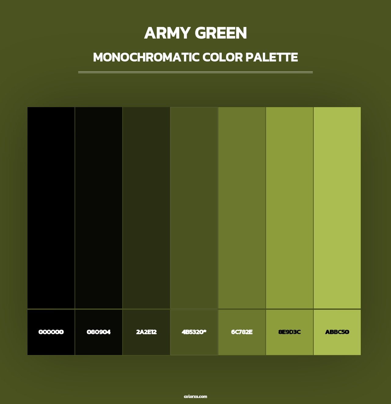 Army Green - Monochromatic Color Palette