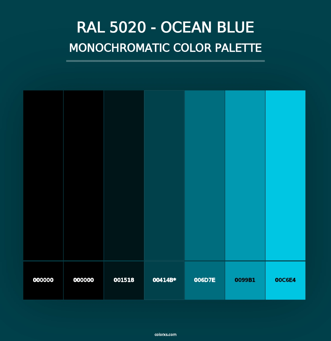 RAL 5020 - Ocean Blue - Monochromatic Color Palette