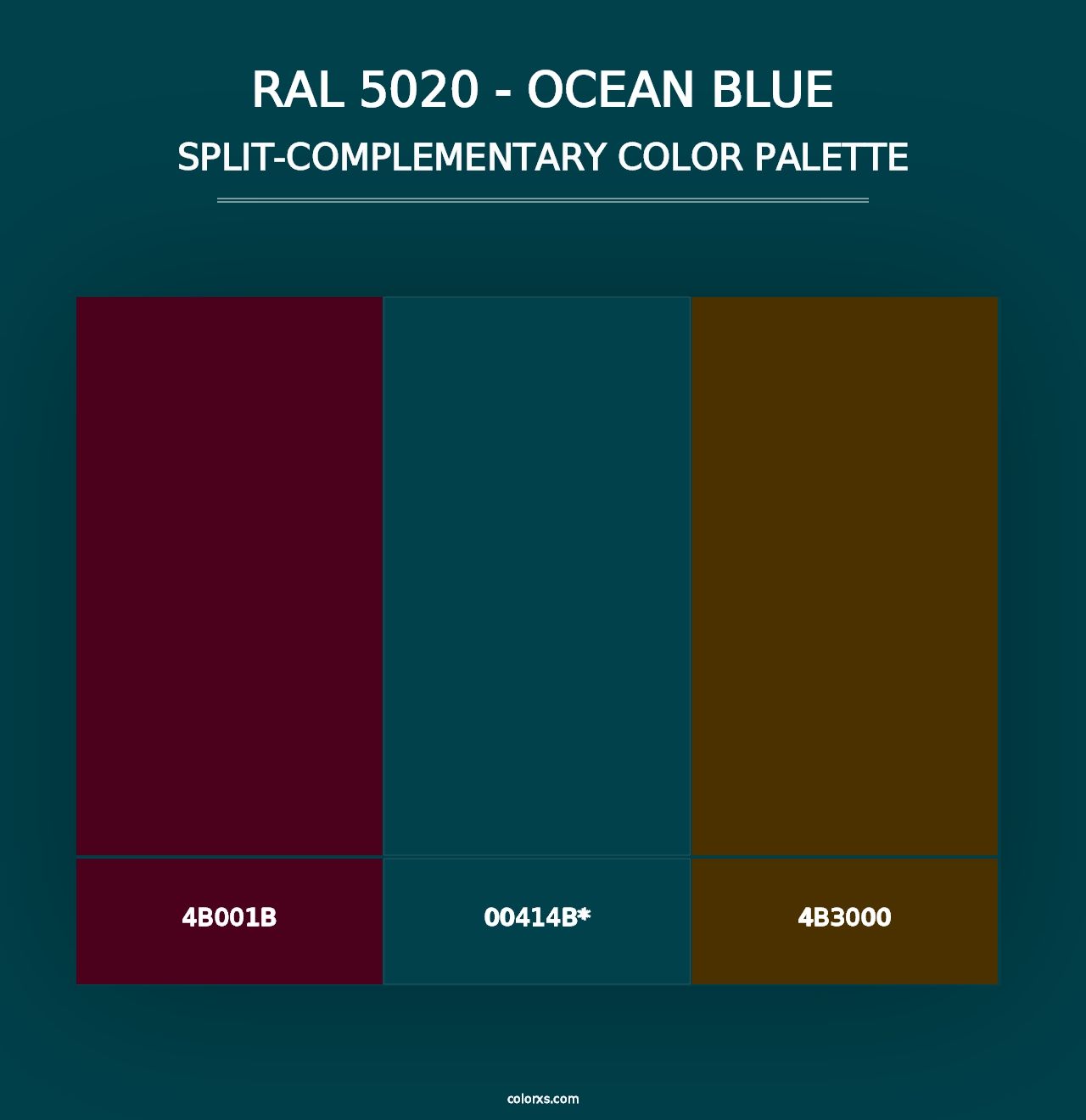 RAL 5020 - Ocean Blue - Split-Complementary Color Palette