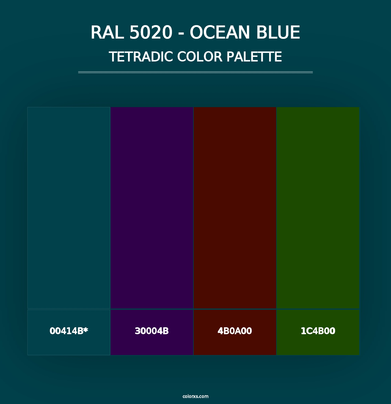 RAL 5020 - Ocean Blue - Tetradic Color Palette