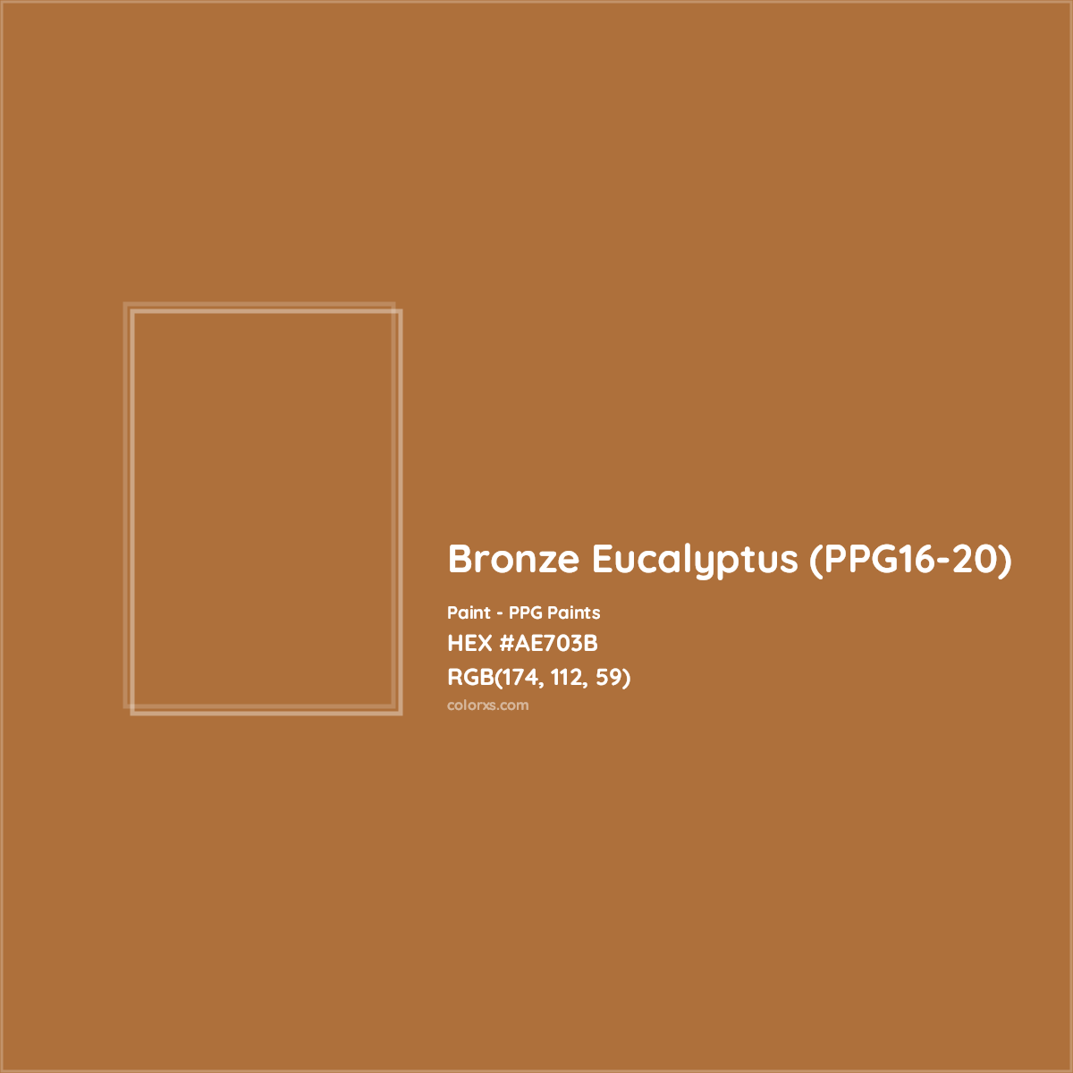 HEX #AE703B Bronze Eucalyptus (PPG16-20) Paint PPG Paints - Color Code