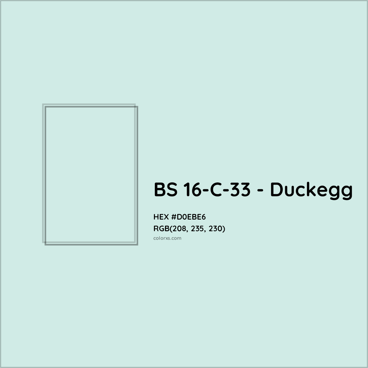 HEX #D0EBE6 BS 16-C-33 - Duckegg CMS British Standard 4800 - Color Code