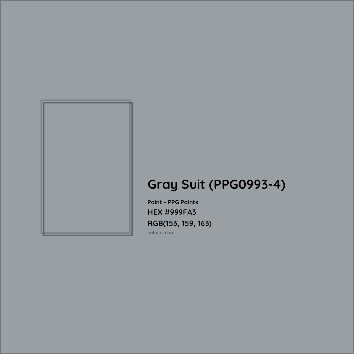 HEX #999FA3 Gray Suit (PPG0993-4) Paint PPG Paints - Color Code