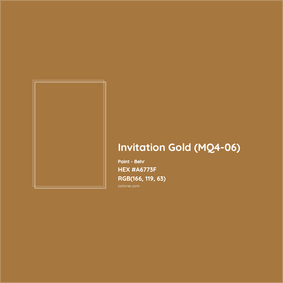 HEX #A6773F Invitation Gold (MQ4-06) Paint Behr - Color Code