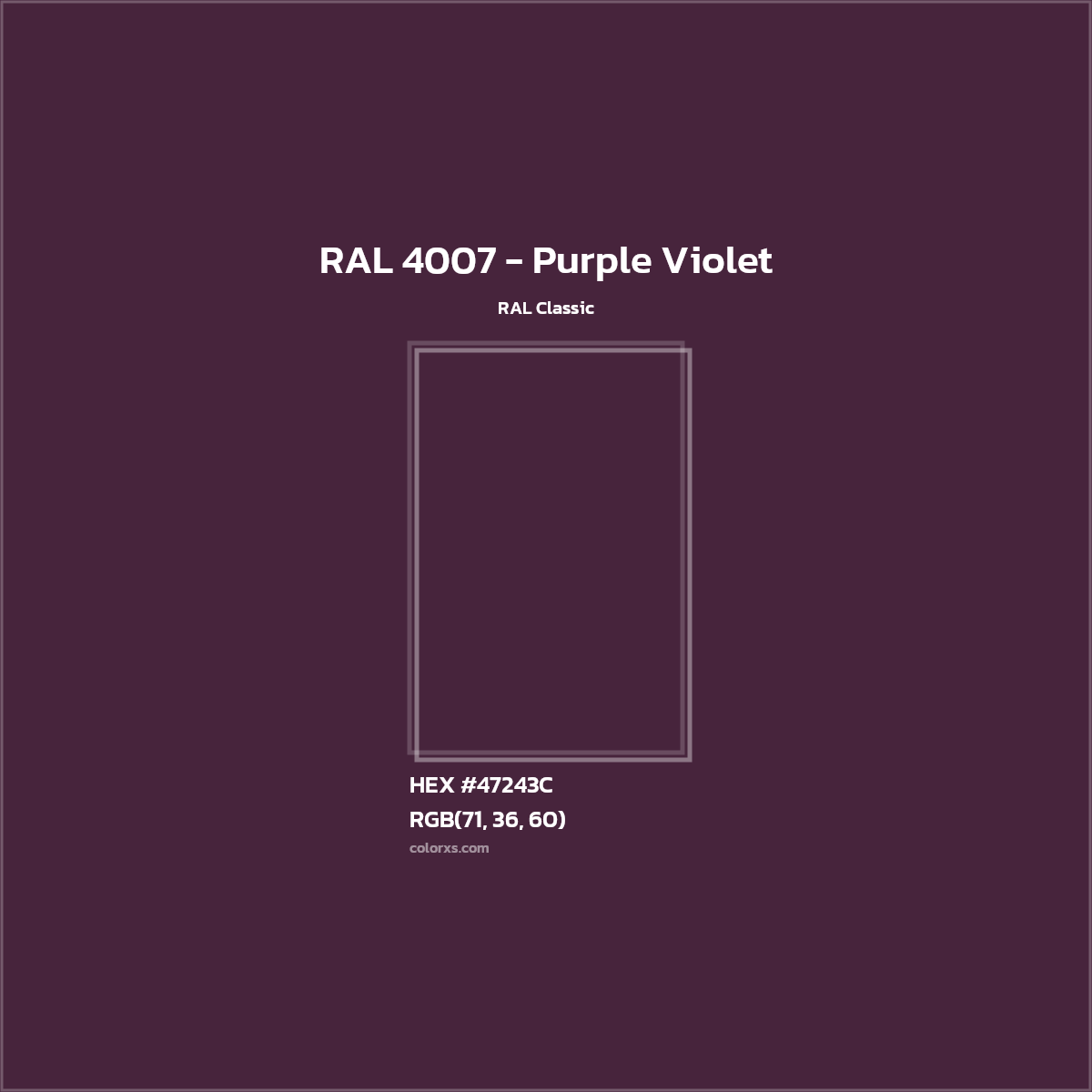 HEX #47243C RAL 4007 - Purple Violet CMS RAL Classic - Color Code