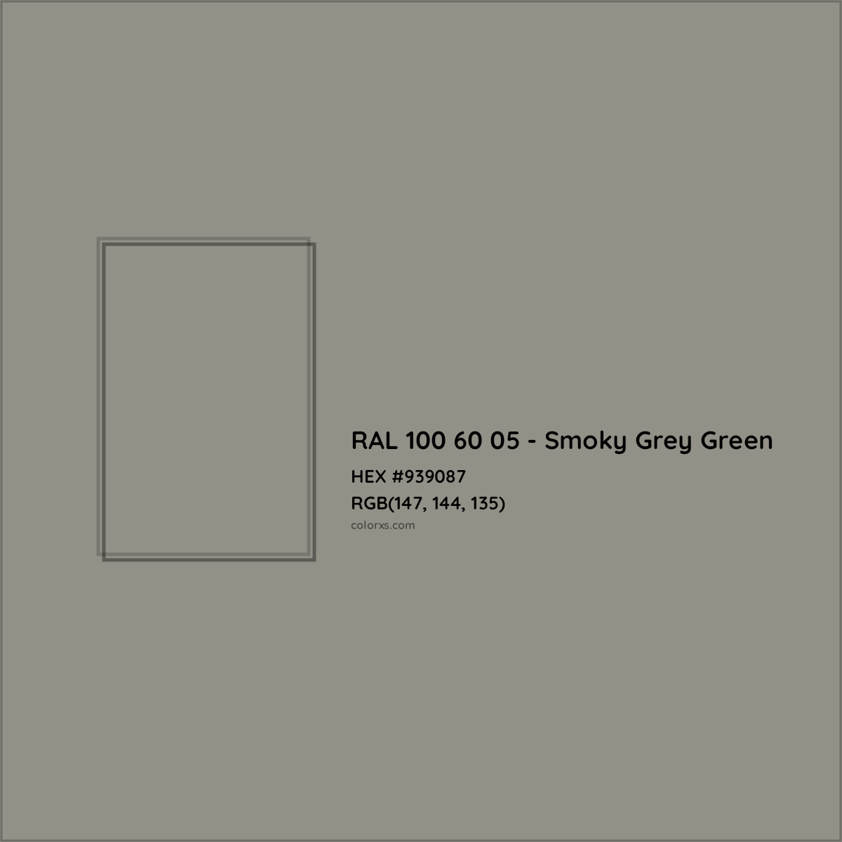 HEX #939087 RAL 100 60 05 - Smoky Grey Green CMS RAL Design - Color Code