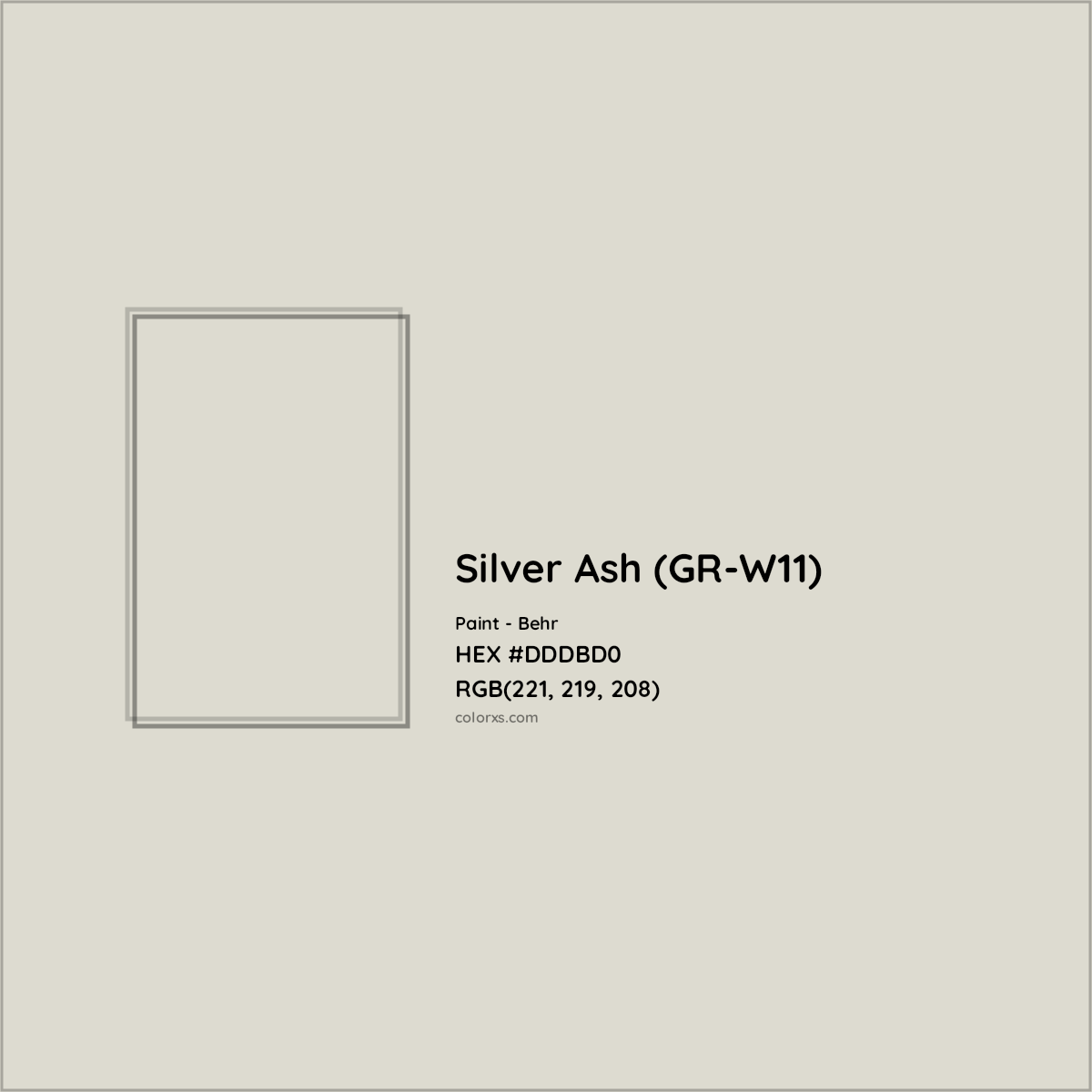 HEX #DDDBD0 Silver Ash (GR-W11) Paint Behr - Color Code