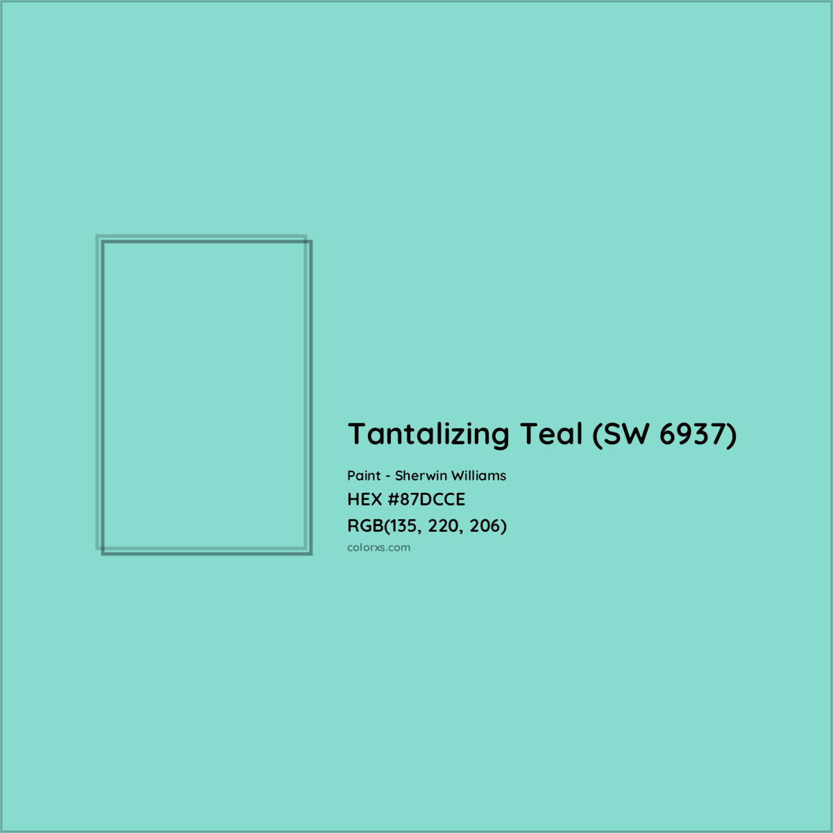 HEX #87DCCE Tantalizing Teal (SW 6937) Paint Sherwin Williams - Color Code